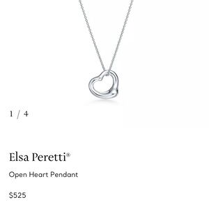 Authentic Tiffany & Co. Elsa Peretti Open Heart Pendant Necklace Sterling Silver
